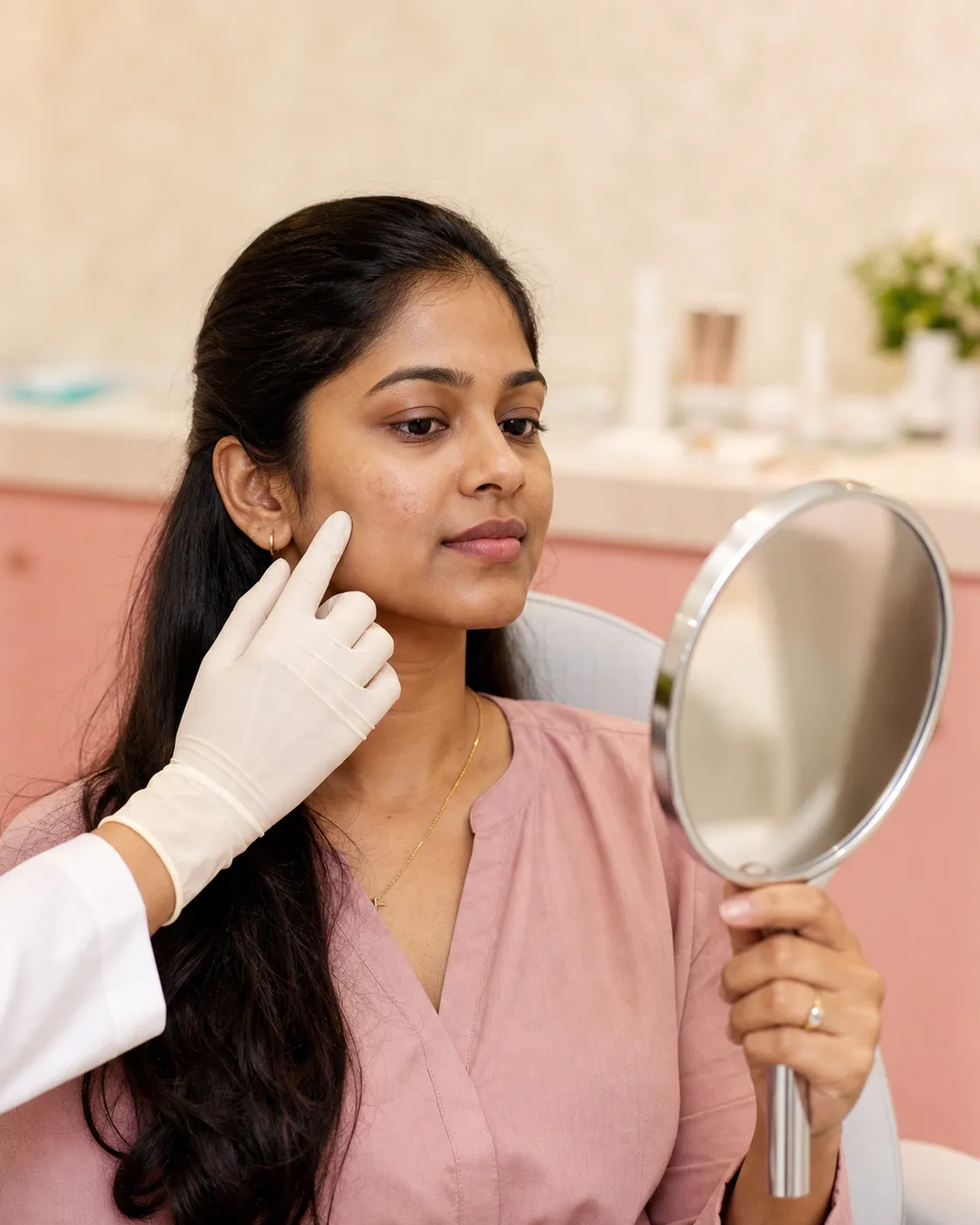 Clinician discussing a skin treatment plan with a patient