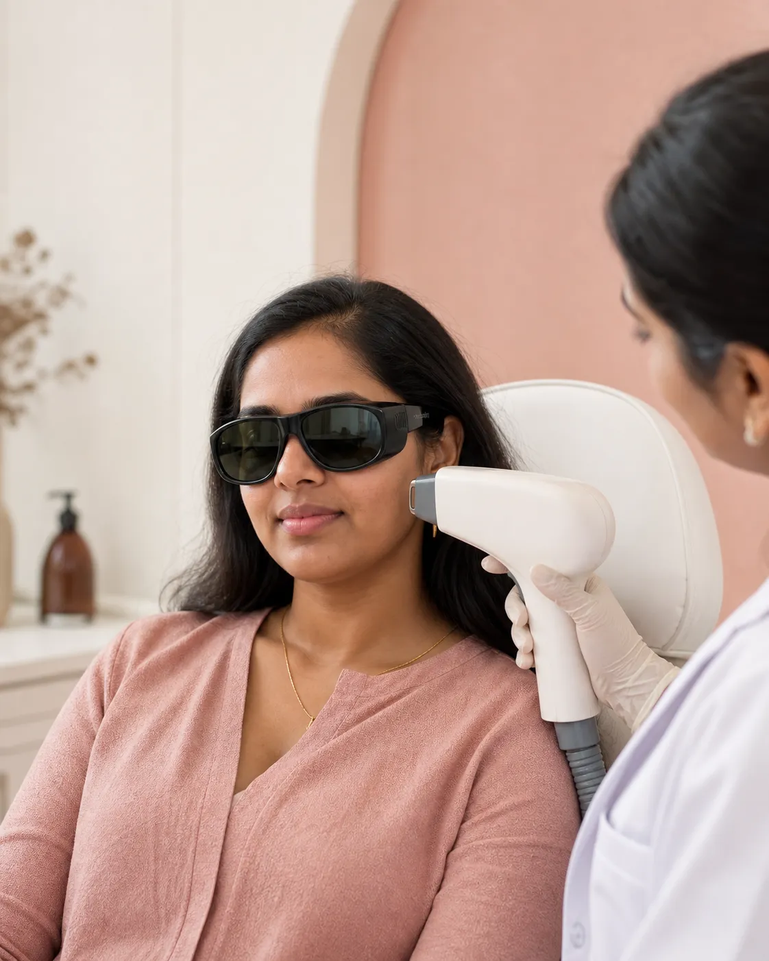 Laser treatment consultation in a dermatology clinic